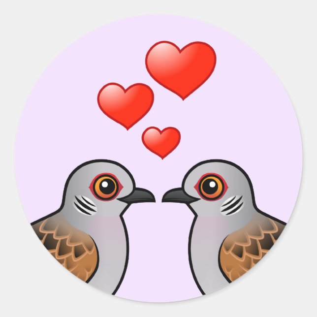 Sticker Rond Tourterelles en amour (Devant)