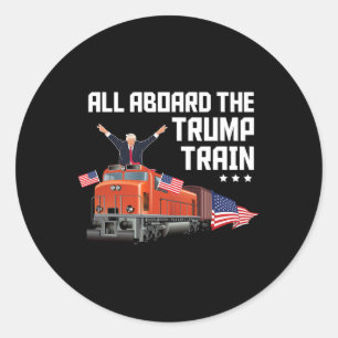 Sticker Rond Tous à bord du train Trump America Patriot Trump S