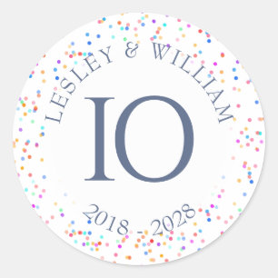 Sticker Rond Tous confettis d'arc-en-ciel d'anniversaire