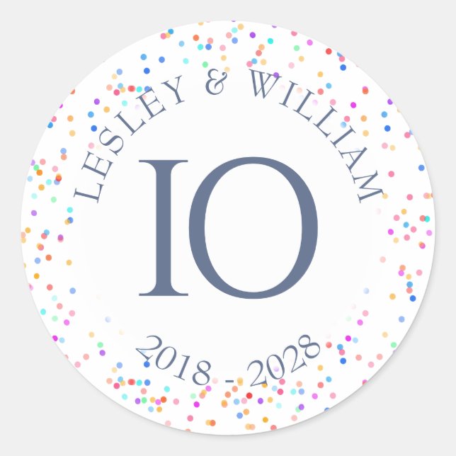 Sticker Rond Tous confettis d'arc-en-ciel d'anniversaire (Devant)