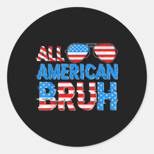 Sticker Rond Tous les Américains 4 juillet Boys Patriotic Indep