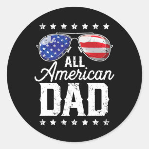 Sticker Rond Tous les américains papa 4 juillet Fête des pères 