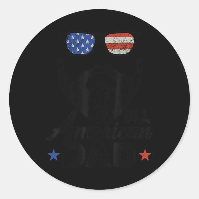 Sticker Rond Tous les Américains Papa 4 juillet Porté Papa Bear (Devant)