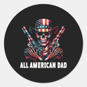 Sticker Rond Tous les américains papa Cowboy