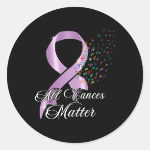 Sticker Rond Tous les Cances Problème Tous Ribbon World Cancer 