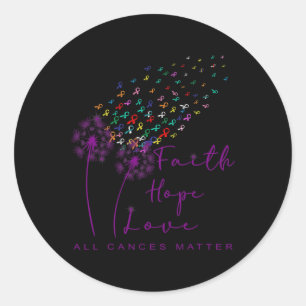 Sticker Rond Tous les Cances Problème Tous Ribbon World Cancer