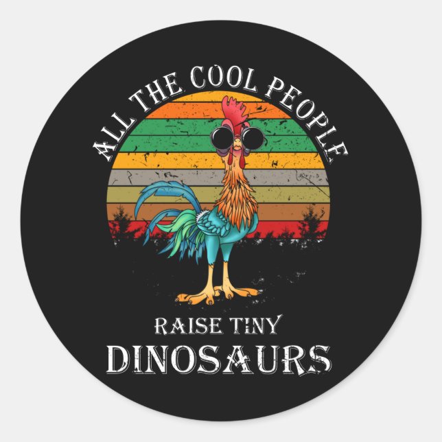 Sticker Rond Tous Les Cool Élèvent De Petits Dinosaures (Devant)