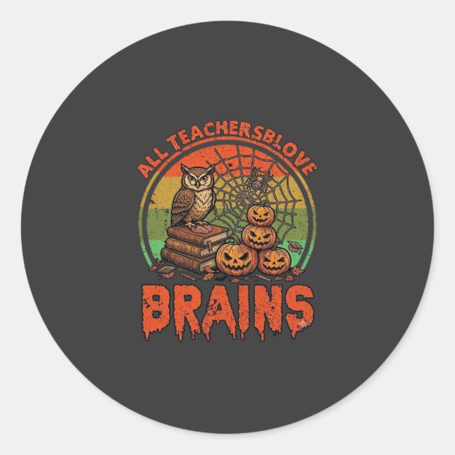 Sticker Rond Tous les enseignants aiment les citrouilles d'Hall (Devant)