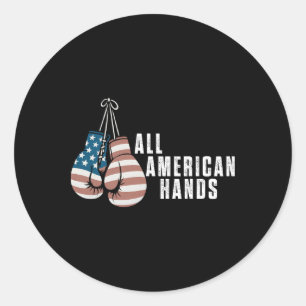 Sticker Rond Tous les gants de boxe mains américaines Drapeau a