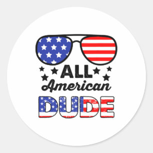 Sticker Rond Tous les garçons américains 4 juillet Patriotique
