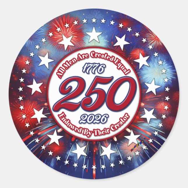 Sticker Rond Tous les hommes sont créés Feux d'artifice graphiq (Devant)