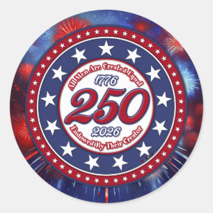 Sticker Rond Tous les hommes sont créés Feux d'artifice graphiq