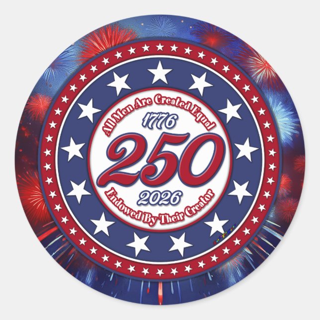 Sticker Rond Tous les hommes sont créés Feux d'artifice graphiq (Devant)
