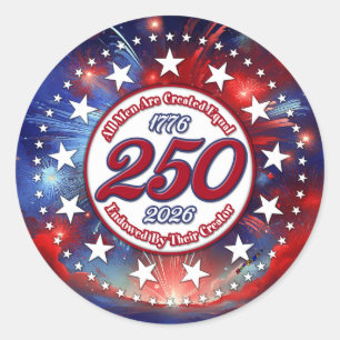 Sticker Rond Tous les hommes sont créés graphiques feux d'artif