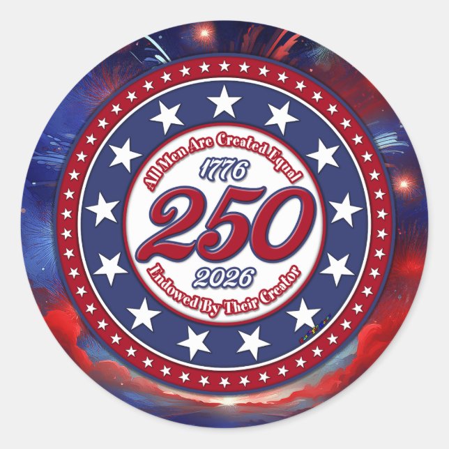 Sticker Rond Tous les hommes sont créés graphiques feux d'artif (Devant)