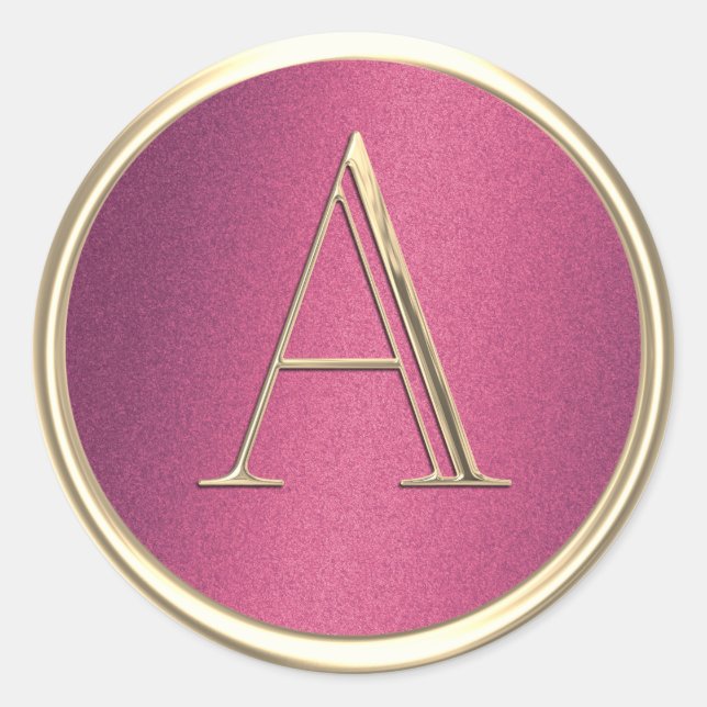 Sticker Rond TOUS LES INITIALES Gold Monogramme Rose rose (Devant)