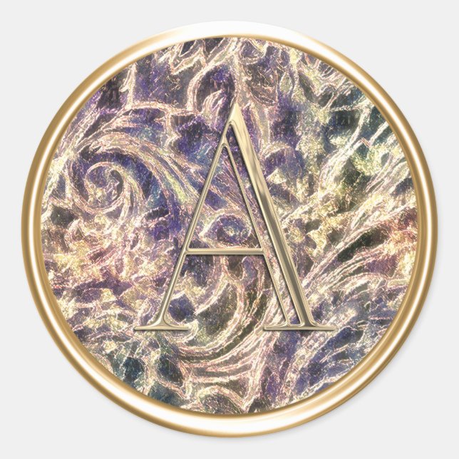 Sticker Rond TOUS LES INITIALES Gold Monogramme sur Motif (Devant)