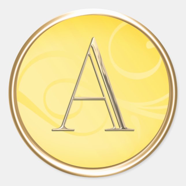 Sticker Rond TOUS LES INITIALES Monogramme or sur Jaune (Devant)