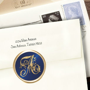 Sticker Rond TOUS LES INTIMES MONogramme d'or Première Marine B