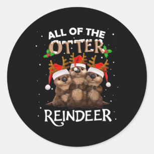Sticker Rond tous les rennes de loutre noël drôle mignon t-