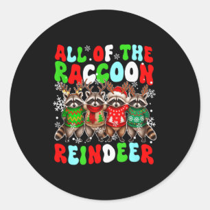 Sticker Rond Tous les rennes ratons laveurs de Noël Groupe Sant