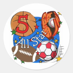Sticker Rond Tous les T-shirts et cadeaux Star 5th Birthday