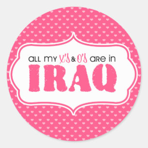 Sticker Rond Tous mes X et O sont en Irak