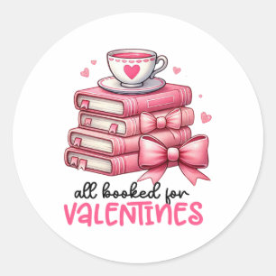 Sticker Rond Tous Réservés Pour Valentines Livre Lecture Bookwo
