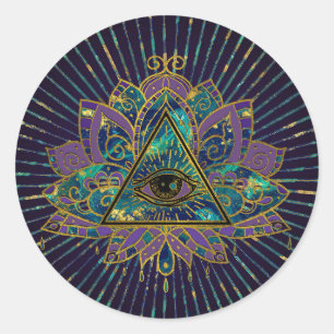 Sticker Rond Tous voir Mystic Eye dans Lotus Flower
