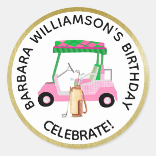 Sticker Rond Tout âge Golf Thème Anniversaire Fête Personnalise