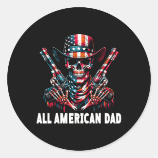 Sticker Rond Tout américain papa cowboy