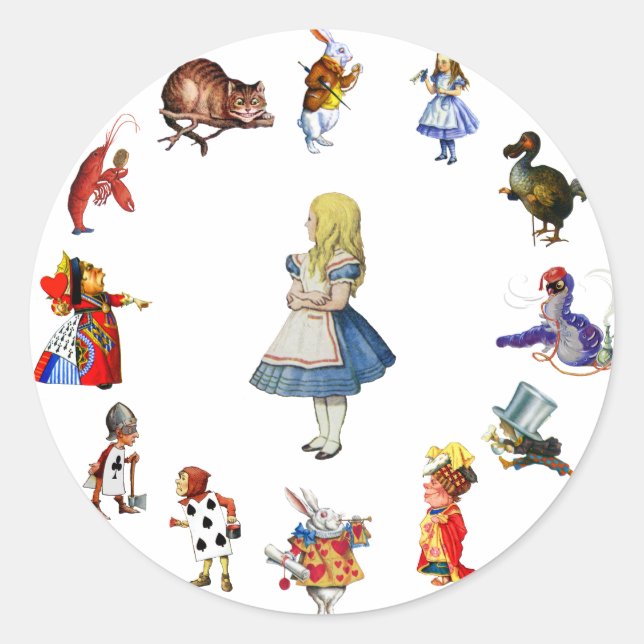 STICKER ROND TOUT AUTOUR D'ALICE EN WONDERLAND (Devant)