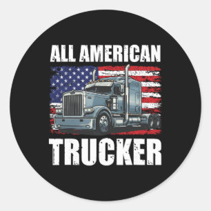 Sticker Rond Tout camionneur américain patriote Papa conducteur