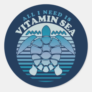 Sticker Rond Tout ce dont j'ai besoin c'est la mer de Vitamine 