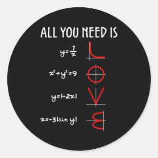 Sticker Rond Tout Ce Dont Vous Avez Besoin, C'Est D'Amour Math