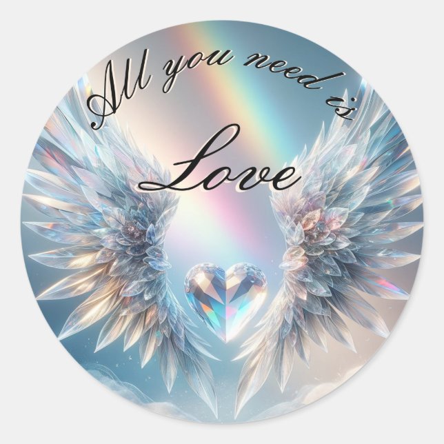 Sticker Rond Tout ce dont vous avez besoin est Amour Coeur et A (Devant)