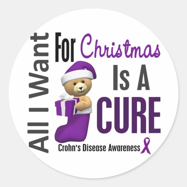 Sticker Rond Tout ce que je veux pour la maladie de Crohn à Noë (Devant)