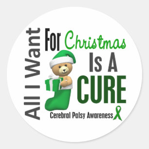Sticker Rond Tout ce que je veux pour Noël Cérébral Palsy