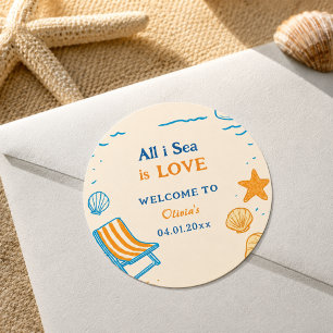 Sticker Rond Tout ce que je vois est Amour Côtes Audacieuses Pl