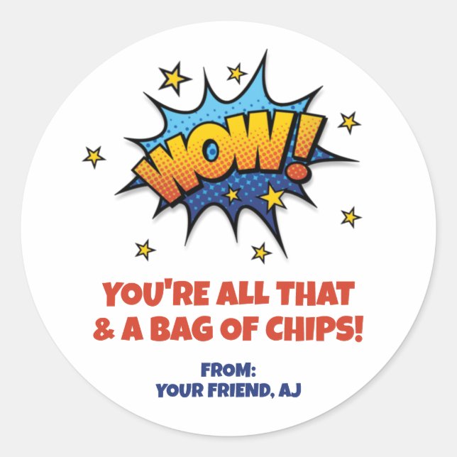 Sticker Rond Tout ce que sac de chips Saint-Valentin (Devant)