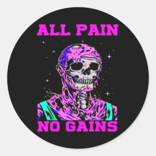 Sticker Rond Tout Douleur Aucun Gain Fitness Musculation Cultur