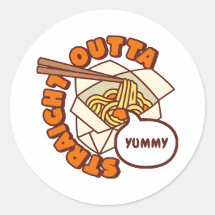 Sticker Rond Tout droit sorti de délicieux nouilles Ramen
