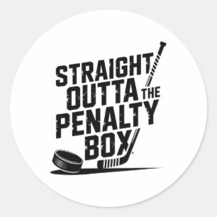 Sticker Rond Tout droit sorti de la boîte de pénalité Drôle d'h