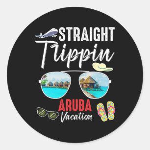 Sticker Rond Tout droit vers l'Aru Trip 2025 Plage Vacances d'é