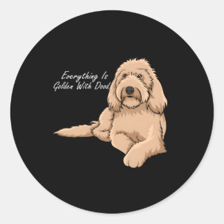 Sticker Rond Tout Est Doré Avec Mon Goldendoodle