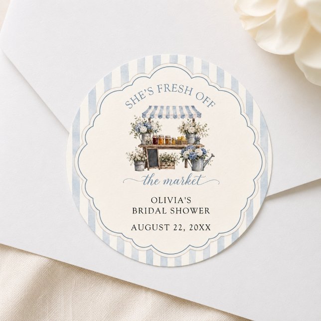 Sticker Rond Tout frais sortie du marché: Réception de mariage  (Créateur téléchargé)