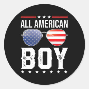 Sticker Rond Tout Garçon Américain Famille Correspondante Quatr