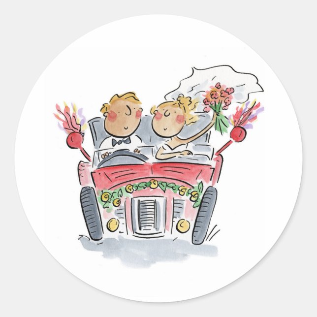 Sticker Rond Tout juste mariés (Devant)