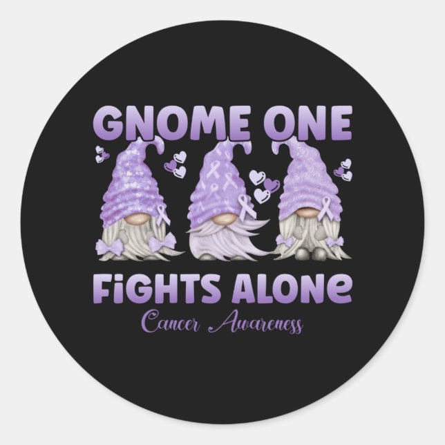 Sticker Rond Tout le cancer Lavender Ribbon Gnome (Devant)