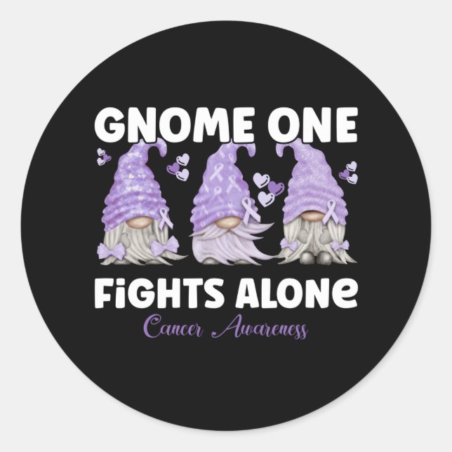 Sticker Rond Tout le cancer Lavender Ribbon Gnome (Devant)